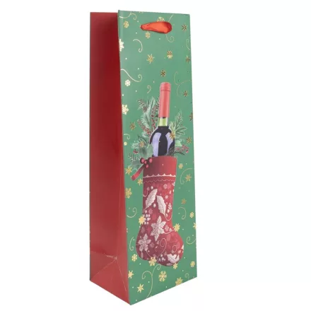 Ajándéktasak italos borosüveg zokniban 12x36cm