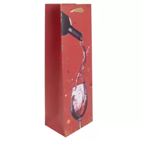 Ajándéktasak italos boros pohár borral 12x36cm
