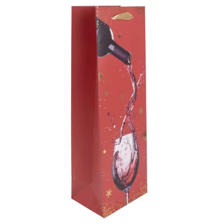 Ajándéktasak italos boros pohár borral 12x36cm