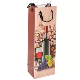 Ajándéktasak boros borosüveg+szőlő 12x36cm