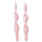 Lakkozott rövid szalag csavart gyertya rózsaszín 270x22mm