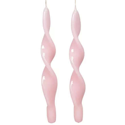 Lakkozott rövid szalag csavart gyertya rózsaszín 270x22mm