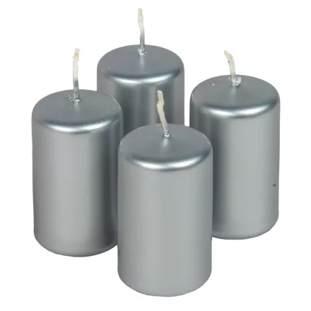 Metál adventi gyertya 70x40mm ezüst  4db/csom (db ár)