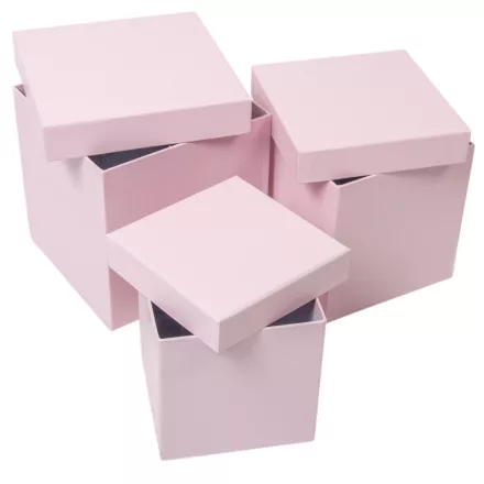 Papír doboz kocka vint.pink 16-14-12cm 3db-os szett
