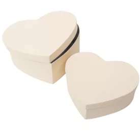 Papír doboz szív vint.krém 19-22cm 2db-os
