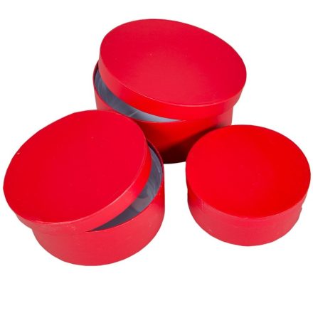 Papír doboz kerek skarlátvörös 20cm / 18cm / 15cm 3db-os csomag