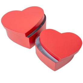 Papír doboz szív skarlát vörös 22-19cm 2db-os szett Papír doboz szív skarlát vörös 22-19cm 2db-os szett