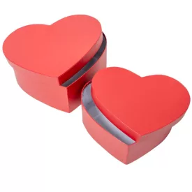 Papír doboz szív skarlát vörös 22-19cm 2db-os szett