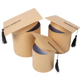 Papír doboz ballagási kalap magas natúr D17-14,5-12cm 3db-os   Papír doboz ballagási kalap magas natúr D17-14,5-12cm 3db-os