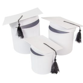 Papír doboz ballagási sapka fehér D17-15-12cm 3 db-os Papír doboz ballagási sapka fehér D17-15-12cm 3 db-os