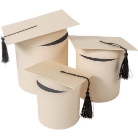 Papír doboz ballagási sapka krém D17-15-12cm 3 db-os Papír doboz ballagási sapka krém D17-15-12cm 3 db-os