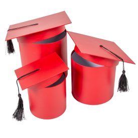 Papír doboz ballagási sapka vörös D17-15-12cm 3 db-os Papír doboz ballagási sapka vörös D17-15-12cm 3 db-os