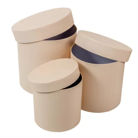Papír doboz kerek krém D17,5,15,12,5cm  3db-os szett