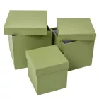Papír doboz kocka kraft zöld 16-14-12cm 3db-os