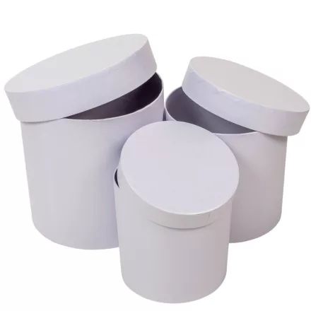 Papír doboz kerek gyöngyház fehér D17-15-12,5cm 3db-os