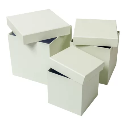 Papír doboz kocka fehér D16-14-12cm 3db-os
