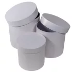Papír doboz magas kerek gyöngyház fehér D20-17,5-15cm 3db-os 