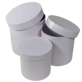   Papír doboz magas kerek gyöngyház fehér D20-17,5-15cm 3db-os 