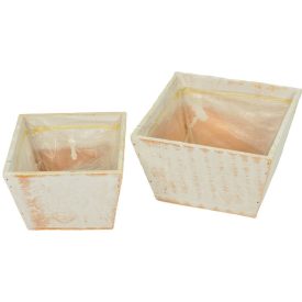 Fa ültető szett fehér mosott bélelt M10x16cm M9x13cm 2db-os   Fa ültető szett fehér mosott bélelt M10x16cm M9x13cm 2db-os