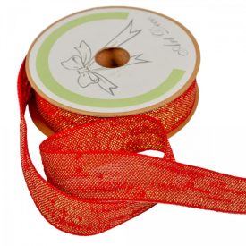 Juta szalag arany szállal szőtt piros 25mmx10m Juta szalag arany szállal szőtt piros 25mmx10m