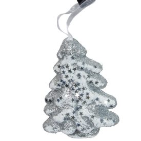 Akasztós fenyő ezüst-fehér 13cm Akasztós fenyő ezüst-fehér 13cm