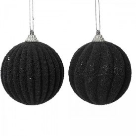 Bordás mintás glitteres fekete 8cm