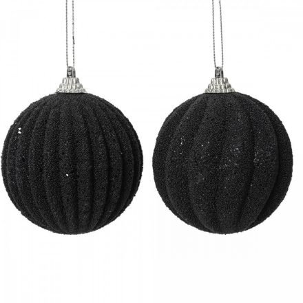 Bordás mintás glitteres fekete 8cm