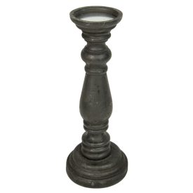 Gyertya tartó fa fekete D14cm M35cm