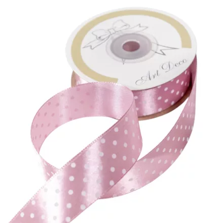 Szatén szalag pöttyös mályva 25mm x 25m