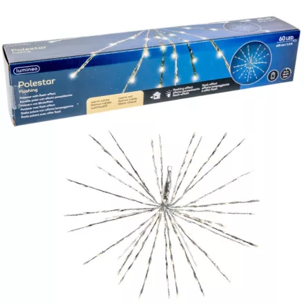 Sarkcsillag 60 LED-es elemes fehér időzítős meleg 45cm