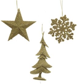 Akasztós karácsonyi dísz glitteres arany 10-15cm Akasztós karácsonyi dísz glitteres arany 10-15cm