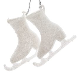 Korcsolya akasztós műa glitteres fehér 8cm 2db-os Korcsolya akasztós műa glitteres fehér 8cm 2db-os