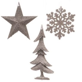 Akasztós karácsonyi dísz glitteres világos rózsaszín 10-15cm   Akasztós karácsonyi dísz glitteres világos rózsaszín 10-15cm