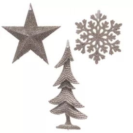   Akasztós karácsonyi dísz glitteres világos rózsaszín 10-15cm