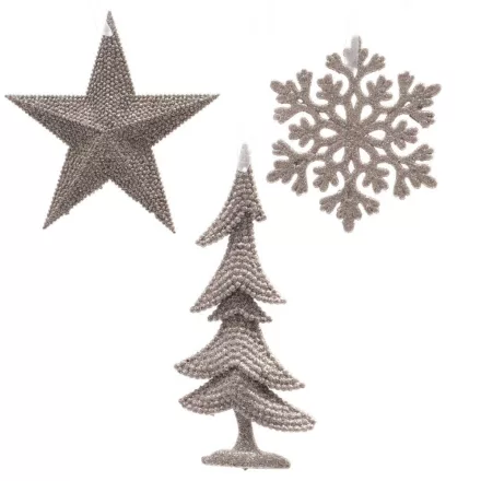Akasztós karácsonyi dísz glitteres világos rózsaszín 10-15cm