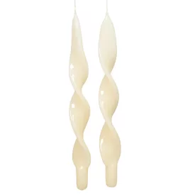 Lakkozott hosszú szalag csavart gyertya ekrü  310x22mm