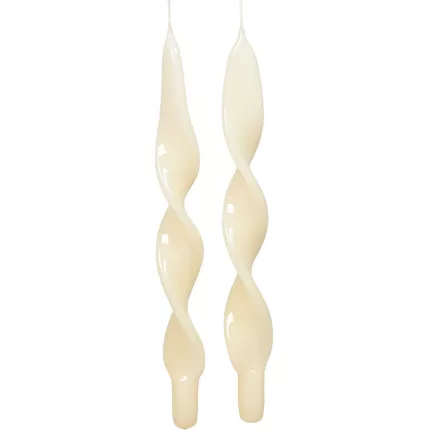 Lakkozott hosszú szalag csavart gyertya ekrü  310x22mm