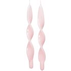Lakkozott hosszú szalag csavart gyertya rózsaszín 310x22mm