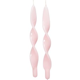   Lakkozott hosszú szalag csavart gyertya rózsaszín 310x22mm