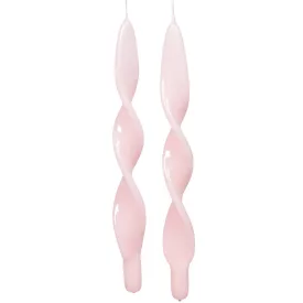   Lakkozott hosszú szalag csavart gyertya rózsaszín 310x22mm