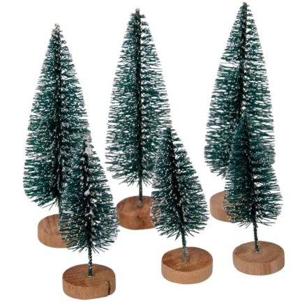 Mini fenyő zöld havas M6,5-9,5cm 6db-os csomag