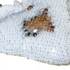 Flitteres akasztós dísz fehér-ezüst 12cm