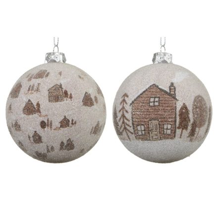 Házikó mintás műanyag gömb 8cm