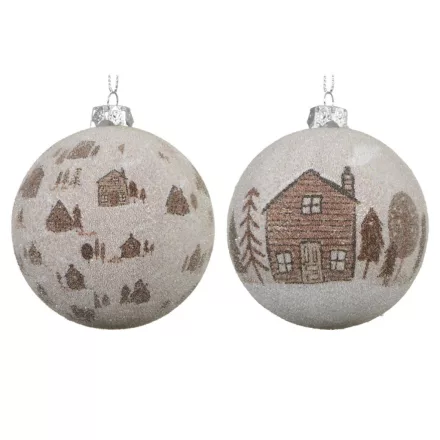 Házikó mintás műanyag gömb 8cm