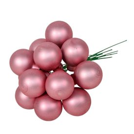 Üveggömb pick bársony rózsaszín matt 2,5cm 12db-os Üveggömb pick bársony rózsaszín matt 2,5cm 12db-os