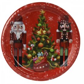 Műanyag tálca kerek piros kari mintás D35cm Műanyag tálca kerek piros kari mintás D35cm