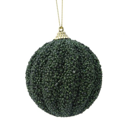 Gyöngyös gömb műa. fenyő zöld 8cm