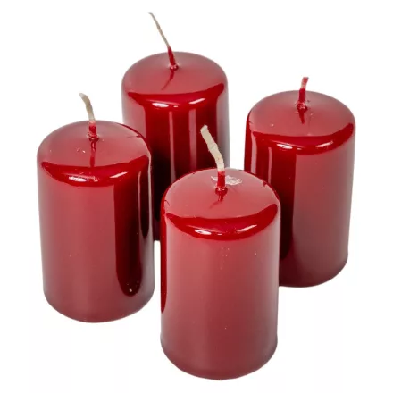 Lakkozott adventi gyertya 70x40mm bordó  4db/csom (db ár)