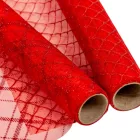 Glitteres organza dekor anyag piros 36,5x200cm 