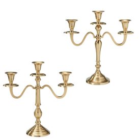 Gyertyatartó alu 3 ágú arany színű 30cm